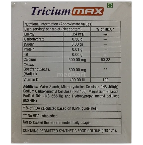 tricium max tablet 15's